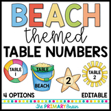 Beach Themed Editable Table Numbers