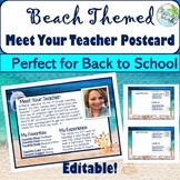 Beach Themed Meet the Teacher POSTCARDS for Back to School