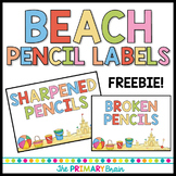 Beach Themed Pencil Cup Labels Freebie