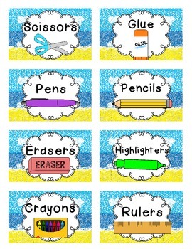 Beach Themed School Supply Tags by Primary Fairy Tales | TPT