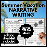 Summer Vacation Plan Narrative Writing + Editing, Sub Plan