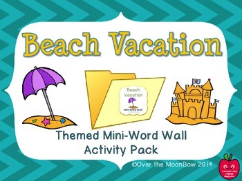 Preview of Beach Vacation Mini-Word Wall Activity Pack