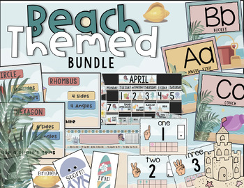 Preview of Beach Theme Classroom Decor Basics Bundle | Back to School