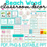 Beach Wood Classroom Decor Pack EDITABLE