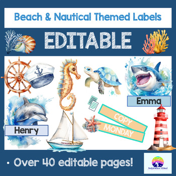Preview of Beach and Nautical Themed Labels and Tags
