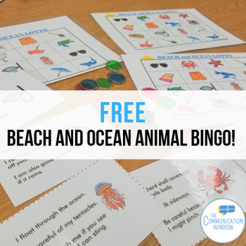 Preview of FREE Beach and Ocean Animal Inferencing and Describing Bingo for Summer