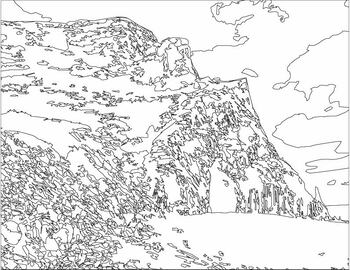 Avalanche Lake and Gorge Coloring Page — CORVIDAE drawings & designs