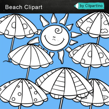 Preview of Beach clipart bw: Summer clipart black white
