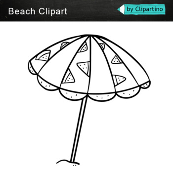summer beach clip art black and white