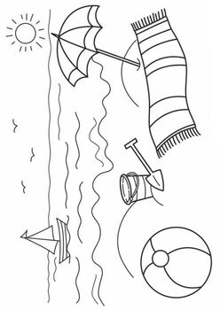 Beach coloring page by pagequest | TPT