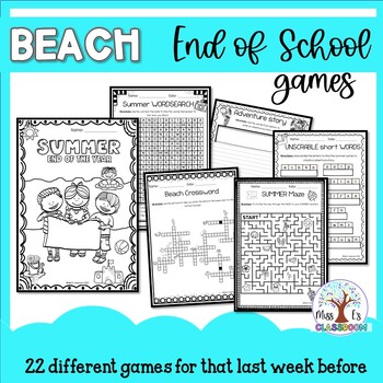Preview of Beach - summer theme - End of year literacy NO PREP activity.