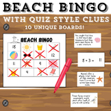 Beach themed bingo activity game - With quiz style clues