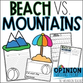 Beach vs. Mountains Opinion Writing Prompt with Crafts for