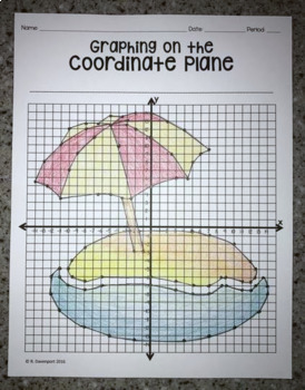 Preview of Beach with Umbrella EMOJI - Graphing on the Coordinate Plane Mystery Picture