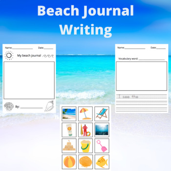 Preview of Beach writing Journal and slideshow- with visual aids