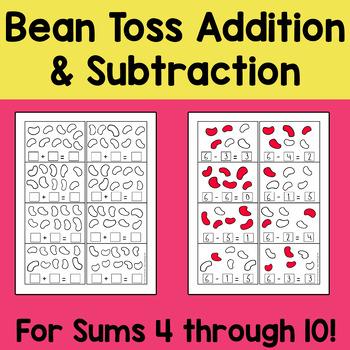 Preview of Bean Toss Addition & Subtraction Worksheets - Heidi Songs