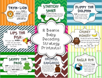 Beanie Baby Reading Strategies (Decoding and Comprehension) | TpT