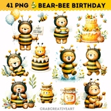 Bear-Bee Clipart for Invitations and Nursery Decor, Honey 