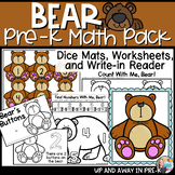 Bear - Pre-K Math Activity Pack - Counting, Numbers, Dice