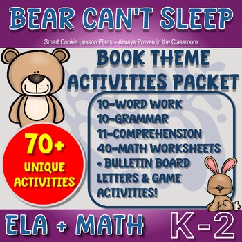 Preview of Bear Can't Sleep - Language Arts & Math Worksheets