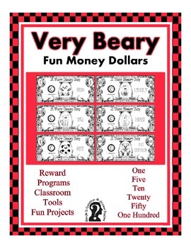 Preview of Bear Fun Money Dollars - Teach Money, Use for Rewards, Support Centers