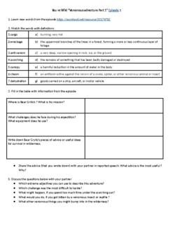 Preview of Bear Grylls "You vs Wild: Venomous adventure” Episode 1-2 (Printable activity)