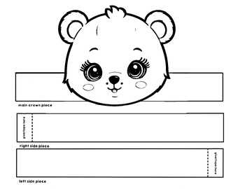 Preview of Bear Hat Paper Crown Coloring Craft Activity - Coloring Page