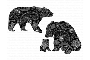 Download Bear Mandala SVG, Mama and Baby Bear Mandala SVG files by Doodle Cloud Studio