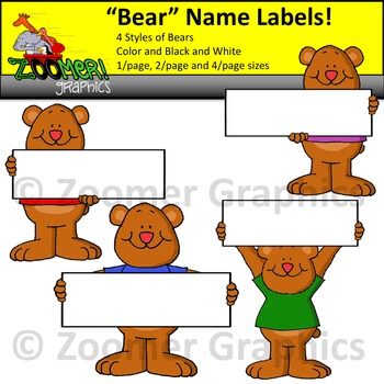 bear name tags and labels by zoomer graphics teachers