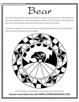 Preview of Bear - Native American Symbol - Free Coloring Page