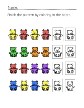 Bear Pattern Continuation by Macy Stower | Teachers Pay Teachers