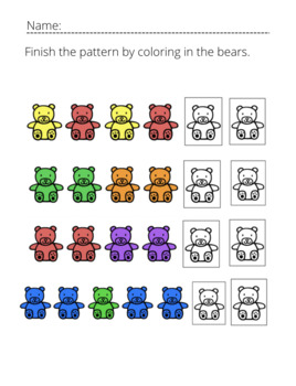 Bear Pattern Continuation by Macy Stower | Teachers Pay Teachers