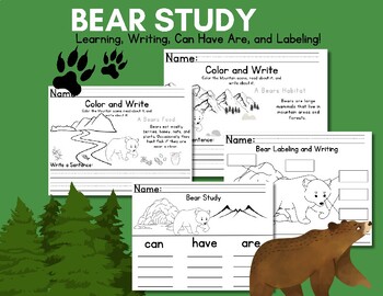 Preview of Bear Research Study- Science Learn: Habitat, Food, Labeling, Coloring, Writing