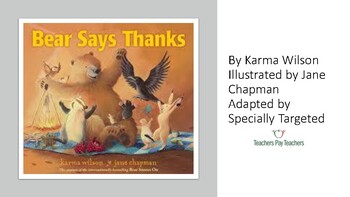 Preview of Bear Says Thanks - Adapted Book and Sequencing Cards
