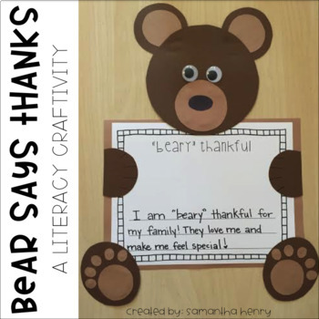 Preview of Bear Says Thanks Craftivity