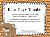 Bear Says Thanks – Speech and Language Activities (Thanksg