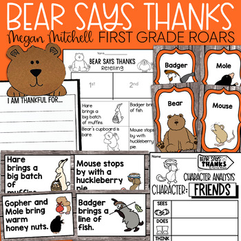 Preview of Bear Says Thanks Thanksgiving Activity Book Companion Reading Comprehension