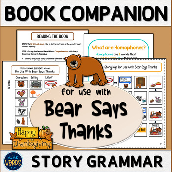 Preview of Thanksgiving Book Companion for Use with Bear Says Thanks Speech Therapy