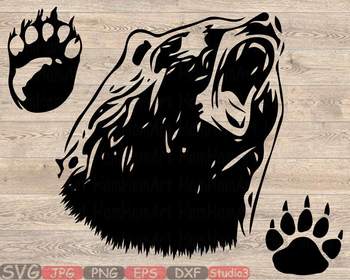 Download Bear Silhouette Svg Head Face Hunting Bear Claw Paw Dad Mom Baby Papa 861s