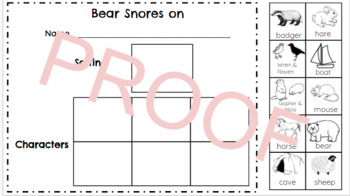 Preview of Bear Snores On Character/ Setting Sort
