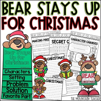 Preview of Bear Stays Up for Christmas Activities | December Reading Comprehension & Crafts