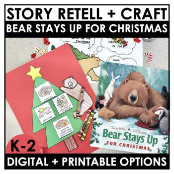 Preview of Bear Stays up For Christmas Read Aloud Digital + Print Google Slides™ | Craft