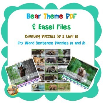 Preview of Bear Theme Puzzles Skip Counting 1-10 and Fry Words to 1b