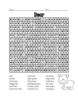 Bear Word Search by Learning is Lots of Fun | TPT