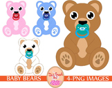 Bear cute children toy clipart png pink blue pacifier kid 