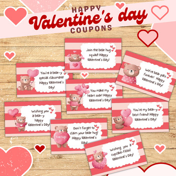 Preview of Bear-y Sweet Surprises: 8 Adorable Classroom Valentine's Day Coupons