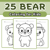 Bears Coloring 25 Page, Sheet of Bears Clipart, Coloring B