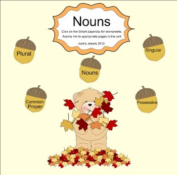 Preview of Bears in Fall Smart board Noun Unit