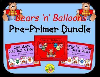 Preview of Bears 'n' Balloons Pre-Primer Word Wall Bundle