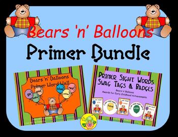 Preview of Bears 'n' Balloons Primer Word Wall Bundle